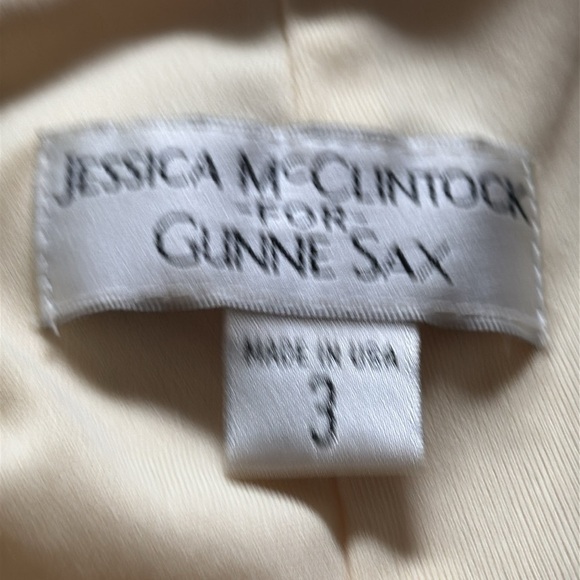 Jessica McClintock for Gunners Sax yellow halter crossed back satin long dress 3 - Picture 8 of 9